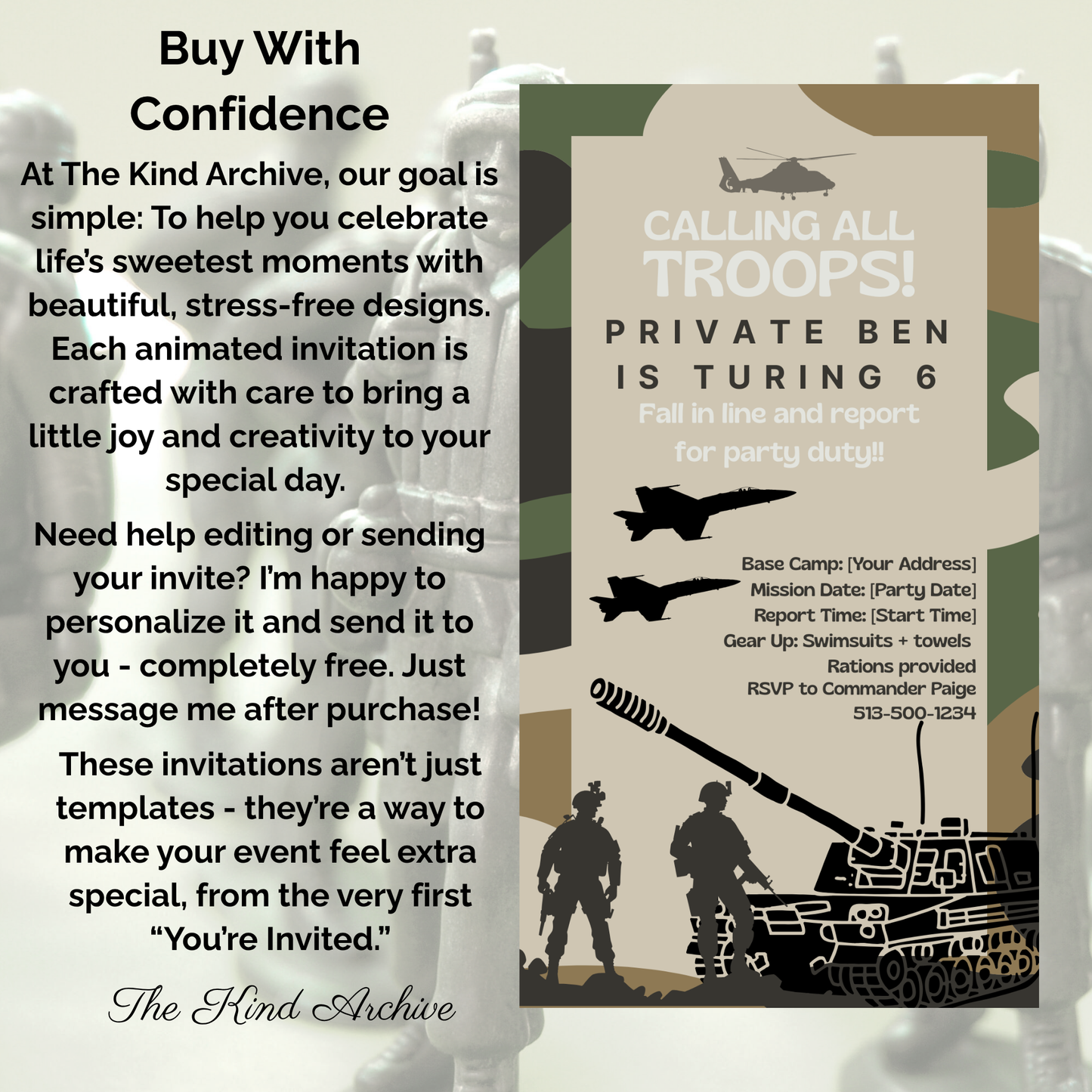Army Birthday Invitation | Military Party Invite for Boy | Editable Camouflage Printable | 6th Birthday | Instant Download