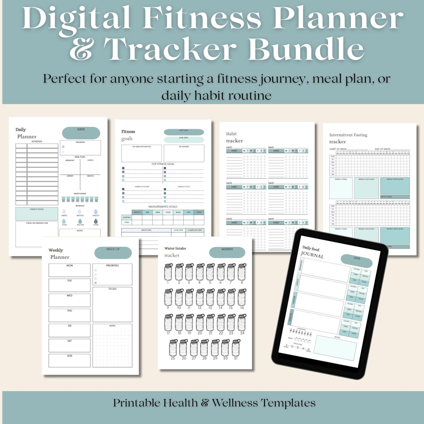 Fitness Planner, Weight Loss & Fitness Tracker, Habit Tracker, Meal Planner, Calorie Tracker, Goodnotes, Workout Planner