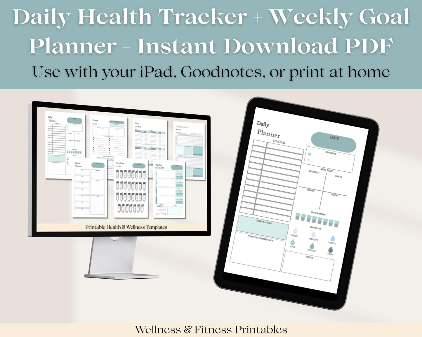 Fitness Planner, Weight Loss & Fitness Tracker, Habit Tracker, Meal Planner, Calorie Tracker, Goodnotes, Workout Planner